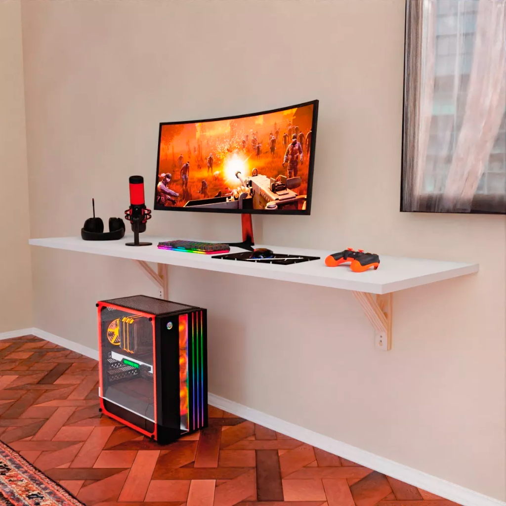 Mesa Bancada Suspensa MDF Office Estudo Trabalho Multiuso