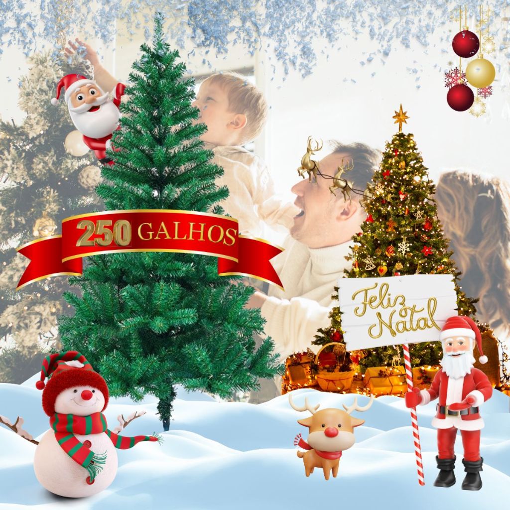 Árvore De Natal Pinheiro 250 Galhos Verde 150cm Luxo Cheia