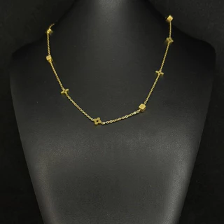 Colar Sorte Trevo de Quatro Folhas Delicado Banhado a Ouro 18k