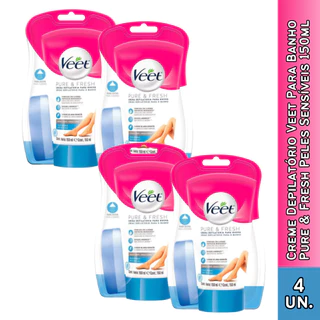 Creme Depilatório Veet Para Banho Pure & Fresh Peles Sensíveis (Escolha a quantidade) 150ml