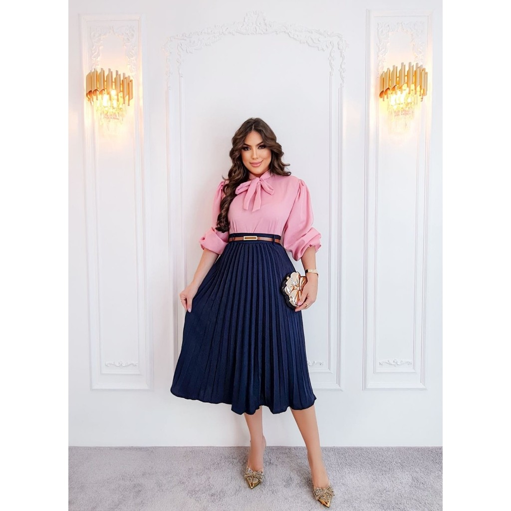 Hot saia plissada com blusa de frio Shop Black Friday