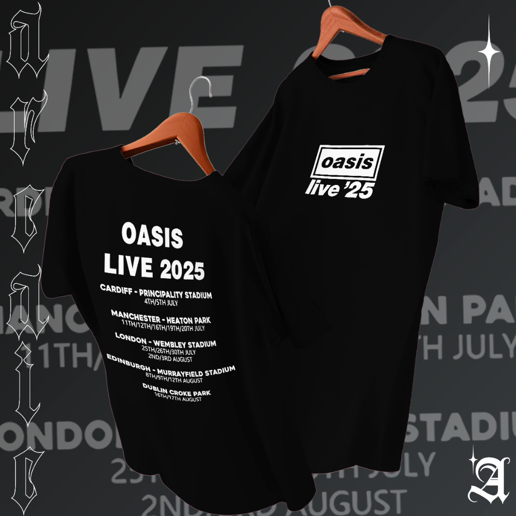 Camiseta Basica Algodao Oasis Live 2025 Tour Turnê De Shows Banda