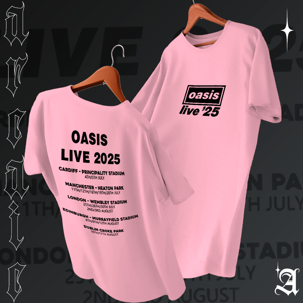 Camiseta Basica Algodao Oasis Live 2025 Tour Turnê De Shows Banda