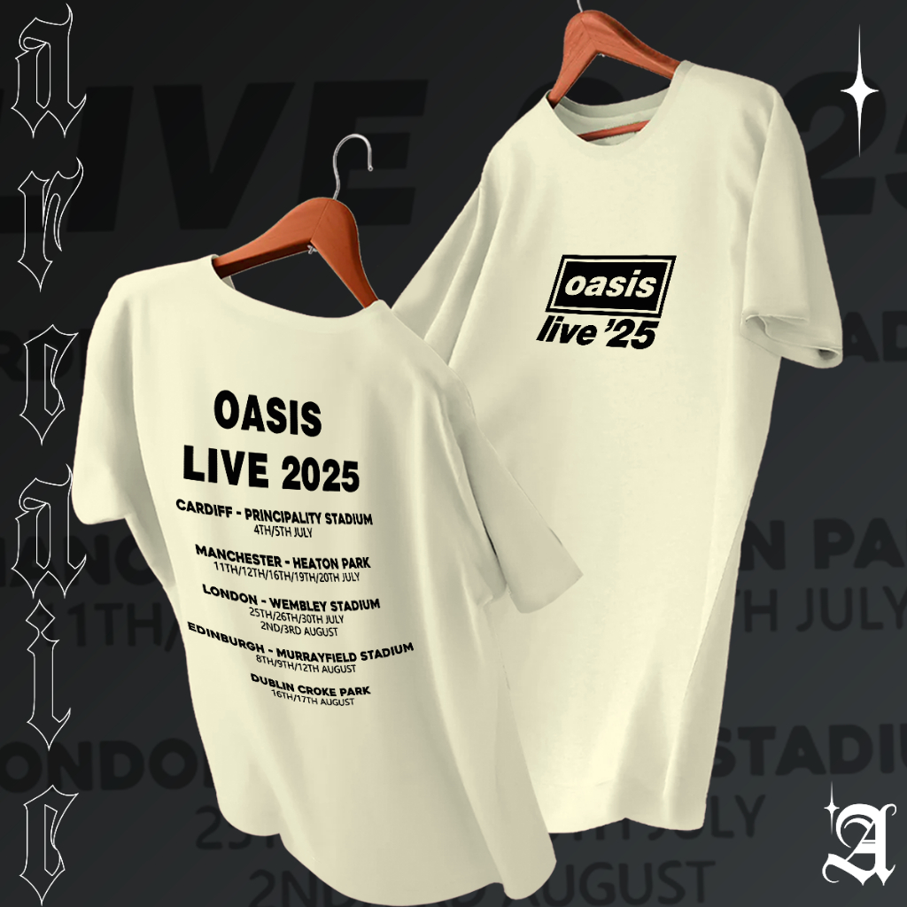 Camiseta Basica Algodao Oasis Live 2025 Tour Turnê De Shows Banda