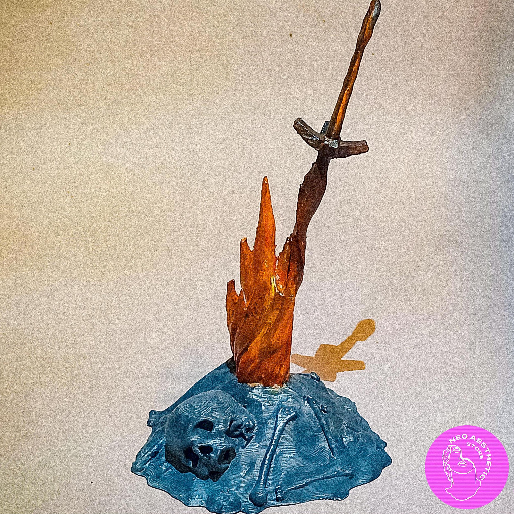 Bonfire - Fogueira - Elden Ring - Dark Souls - Bloodborne - Lies of P - Souls - 15 cm de altura - Colecionável