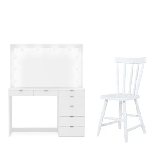 Penteadeira Ditália 7 Gavetas c/Cadeira + kit luz PE-50 em Oferta na Shopee