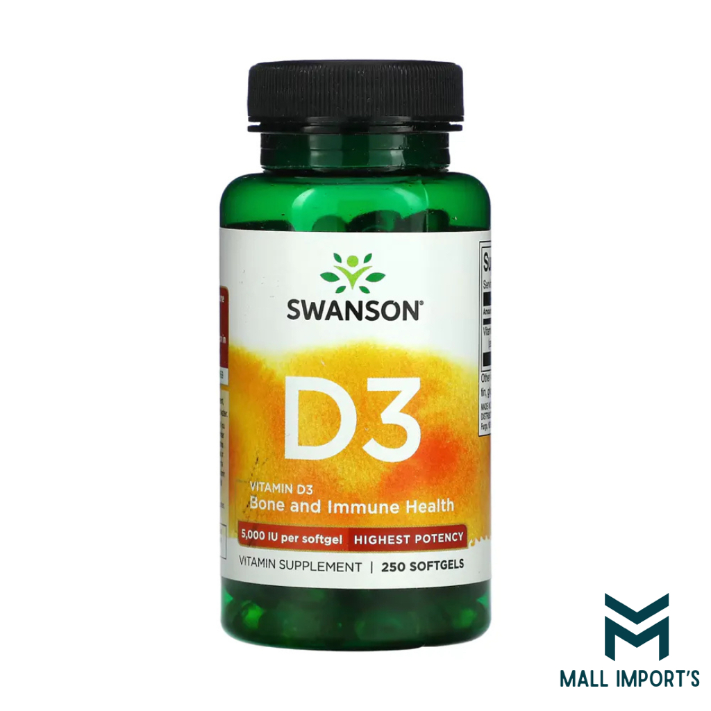 Swanson Vitamina D3 5000 IU Alta Potência 250 Cápsulas | Shopee Brasil