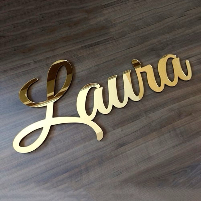 Nomes em Acrílico Espelhado Dourado 10cm/12cm/ 15cm/18cm/20cm/30cm/40cm Lembrancinhas Laço Decoração