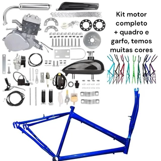 Kit motor 80cc completo + quadro aro 26 ultra e garfo
