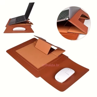 Bolsa Multiuso Para Macbook air M2 13.6 13/14/15/16 Polegadas Capa De Couro PU Com Suporte De Mouse Pad