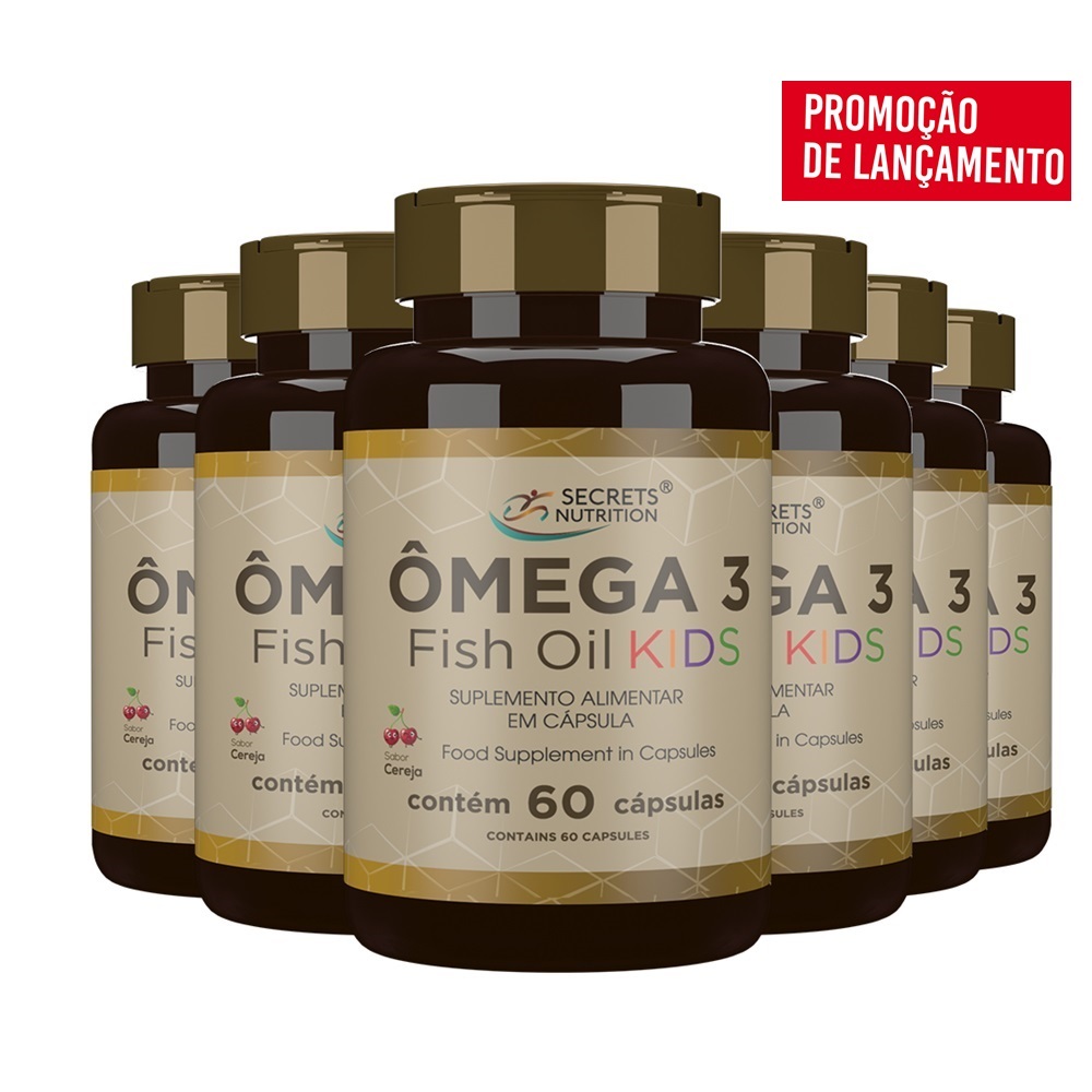 Kit 6 frascos Ômega 3 para crianças Fish Oil Kids sabor Cereja 6x60 ...