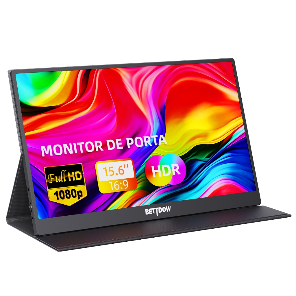 Bettdow Monitor Portatil 15.6 '' 1080P 144hz Full HD IPS Tela 4k Monitor Portátil Com Capa Para Laptop iPad Telefone