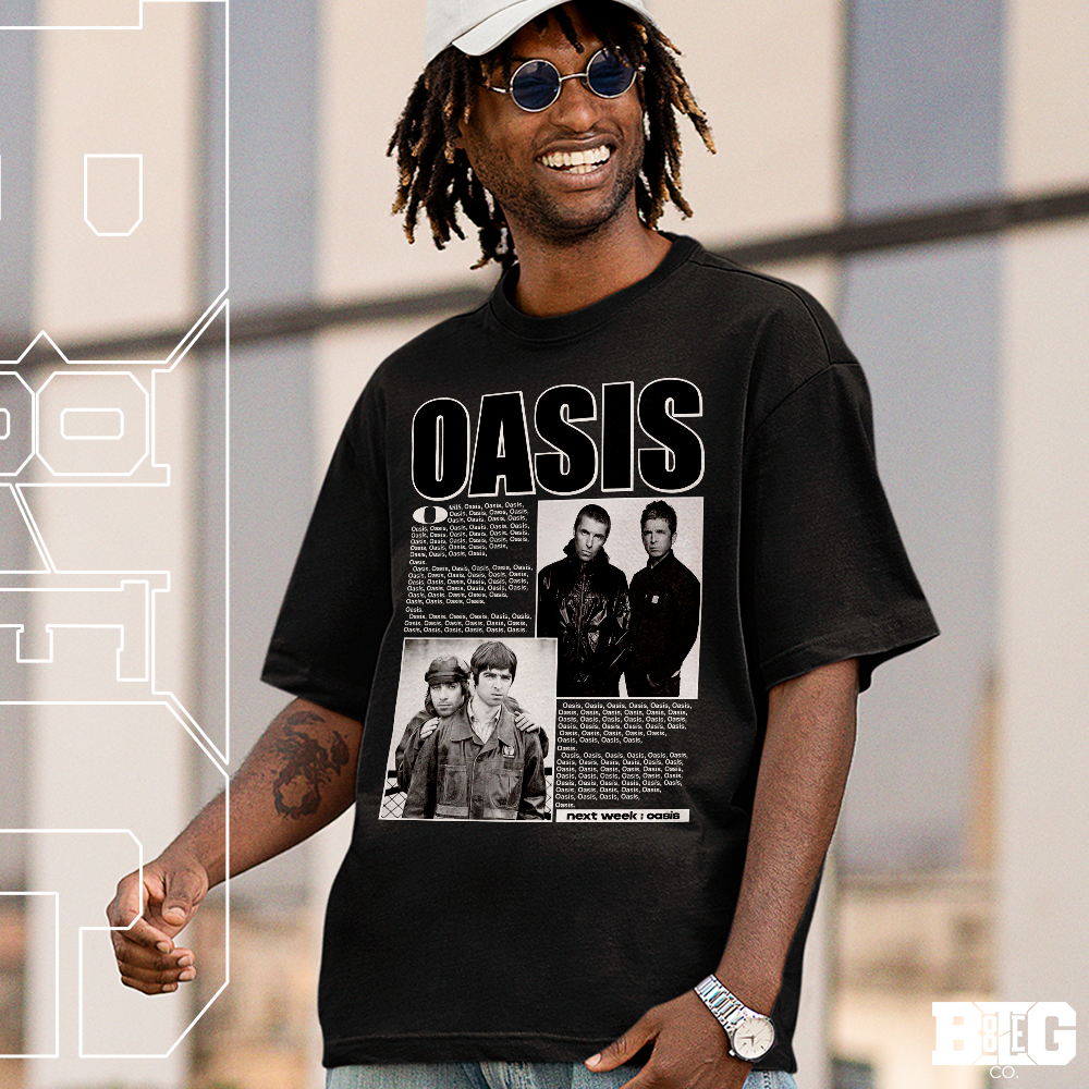 Camiseta Basica e OVERSIZED Oasis Live 25 Next Week Banda Rock
