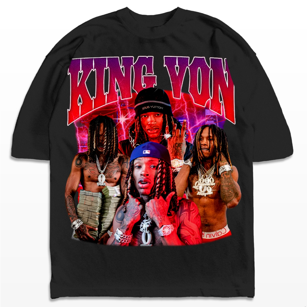 Camiseta Oversized King Von Trapper Rapper Hip Hop Streetwear