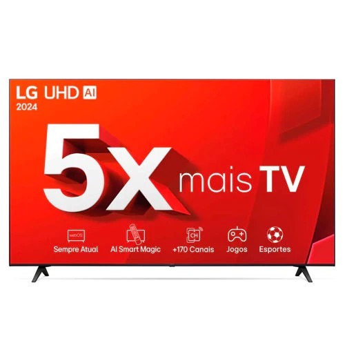 Smart TV 4K 65 LG UHD 65UT8050 Processador A5 Ger7 AI Alexa/Chromecast integrado webOS 24 Controle Smart Magic