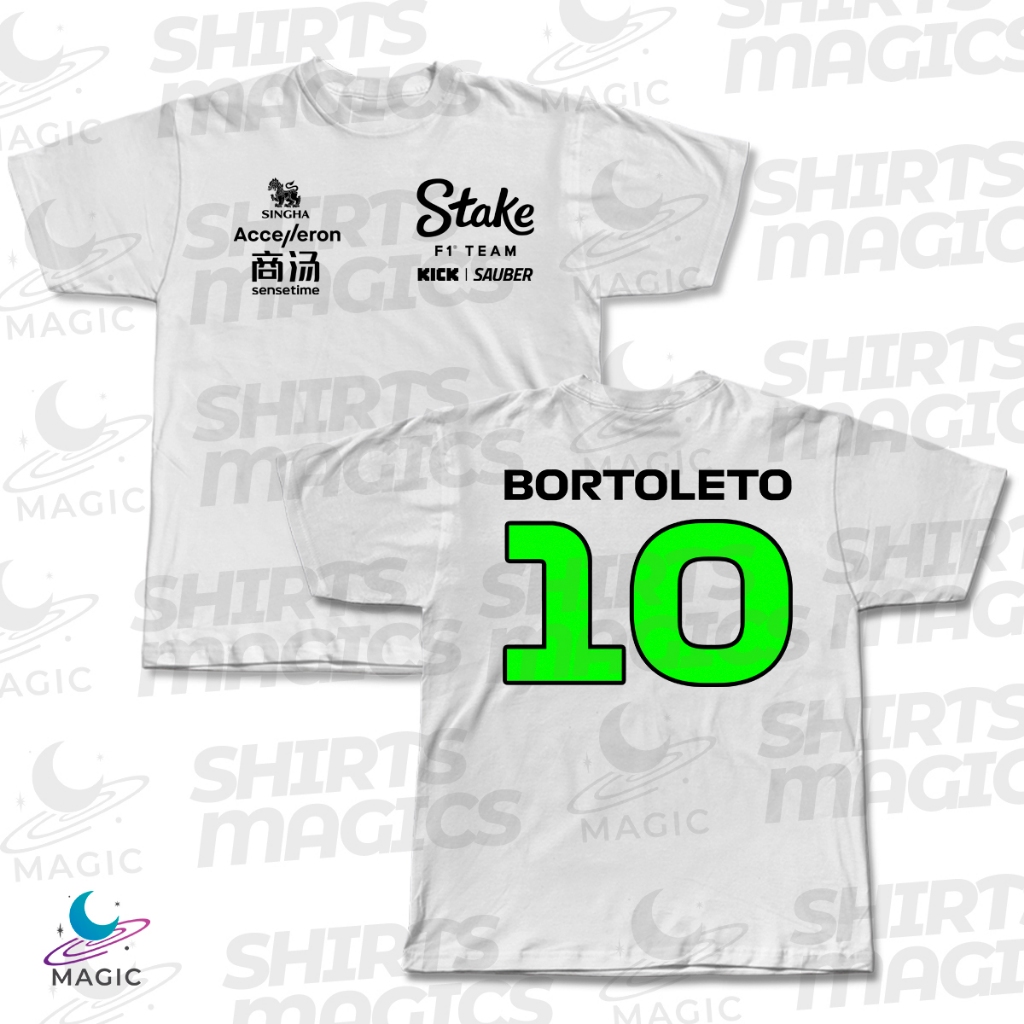 Camiseta F1 Gabriel Bortoleto 10 Stake Sauber 2025 100 Algodão