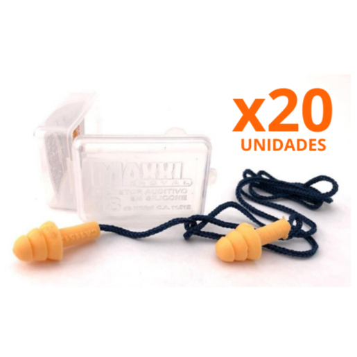 Kit 20 Protetor Auricular Maxxi Royal 18dB Seguranca Auditiva C.A ...