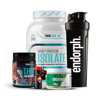 Kit Whey Protein Isolate 900g Pote + Pré Treino + Creatina 150g + Thermo Abdom + Coqueteleira