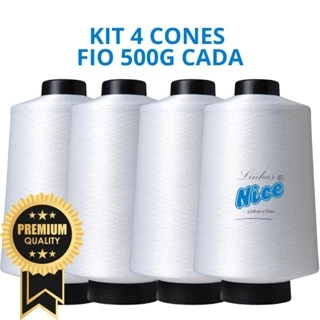 Kit 4 Fios Maquina Overloque - Fio 500G Cada - Preto, Branco Ou Colorido - Costura Overloque em Oferta na Shopee