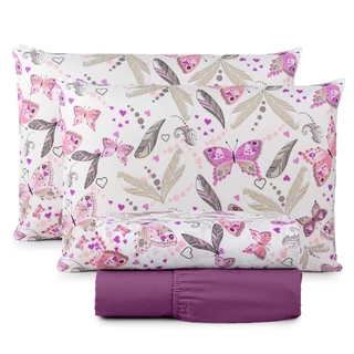 Jogo de Lençol Casal Padrão 04 Peças 200 Fios Cama Box Estampado Toque Aveludado Macio