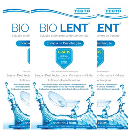 Kit 3 Bio Lent 350ml + 120ML com Estojo - Solução para lentes de ...