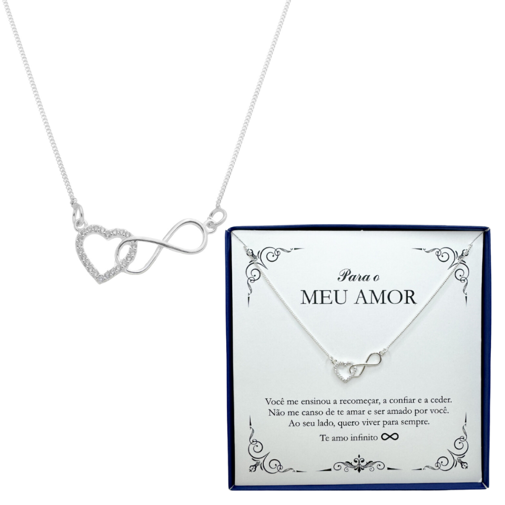 Presente Pra Namorada Colar Amor Coração Infinito Prata 925 | Shopee Brasil