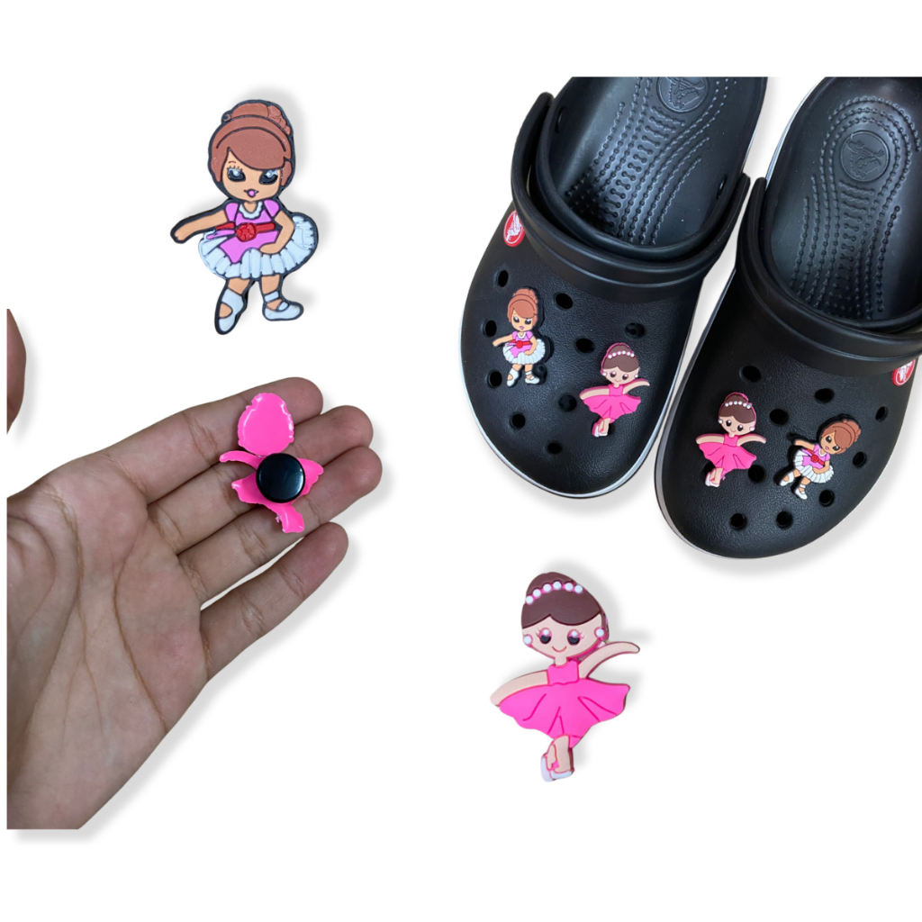 Conjunto de Pins Emborrachado Enfeite P/Crocs Bailarina Kit C/5 ...