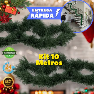 Kit 10 Metros de Festão De Natal Verde Escuro Natalino Decoração Natal Sustentável Arvore de Natal