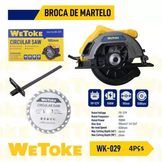 Serra Circular 1500W 110V ou 220V Ajustável Para Madeira Potente