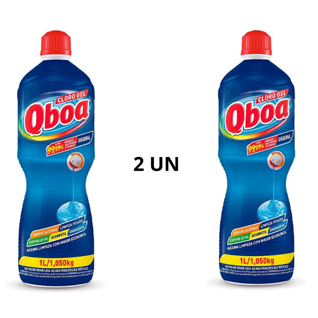 Qboa Original Lava Desinfeta 6 Em 1 Cloro Em Gel Kit 2un | Shopee Brasil