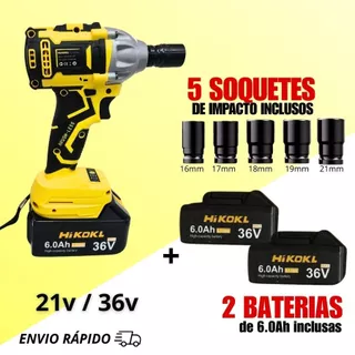 Parafusadeira Furadeira e Chave De Impacto Sem Fio 21v 2 Baterias Bivolt ou 36v