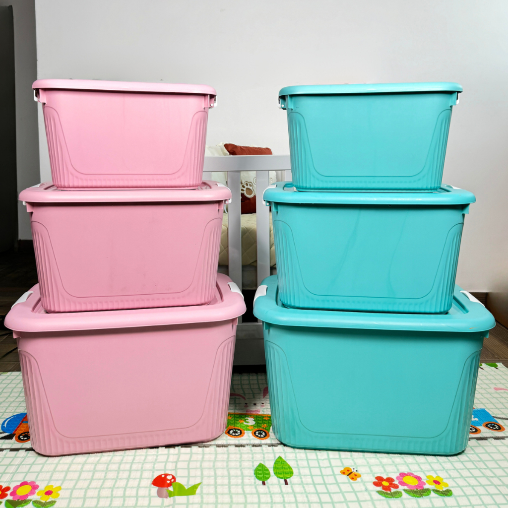 Kit Com 3 Container Rosa e Verde 30Litros , 50Litros e 80Litros ...