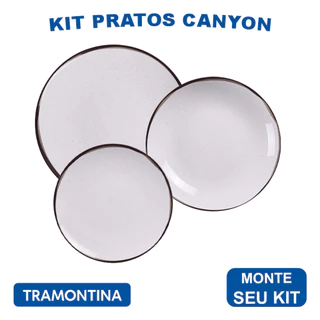 Aparelho de Jantar Canyon Jogo de Pratos Rasos 25 cm em Porcelana Decorada Tramontina 4 peças