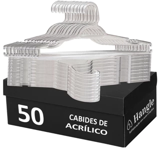 Cabide Adulto Transparente Acrilico Tradicional 50 Unidades Resistente