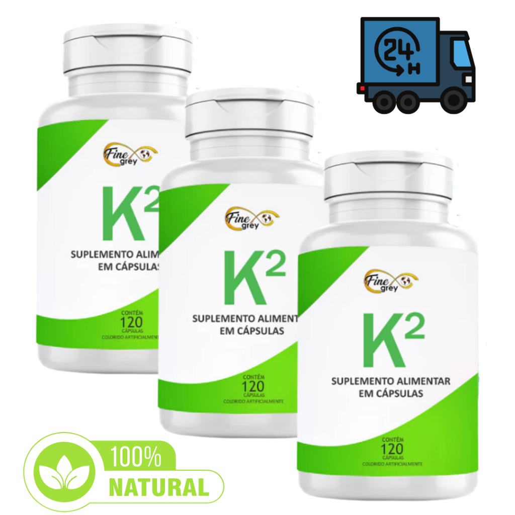 Vitamina k2 + 120 - capsulas Para Ossos e Dentes Ajuda na Coagulação do ...