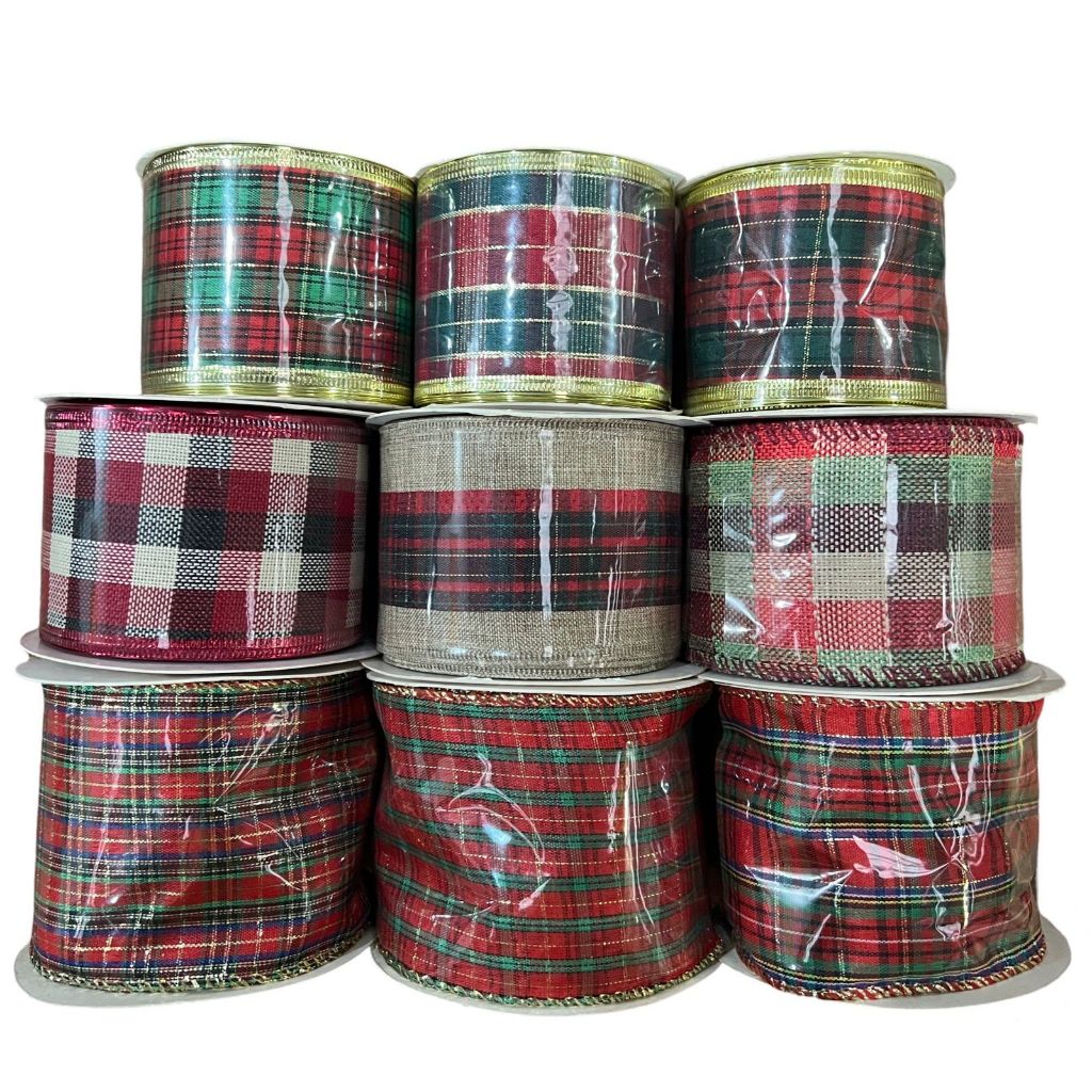 Fita de Natal Aramada 6,3cm x 9,14m - Fitas Decorativas para Árvore e ...