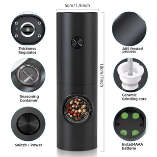 Moedor Elétrico Automático de Sal Pimenta Temperos Ajuste de Moagem em Oferta na Shopee