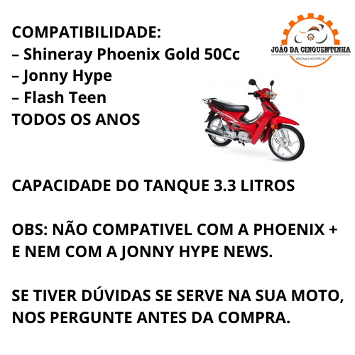 Tanque De Combustível (Gasolina) Shineray Phoenix Gold 50cc Jonny