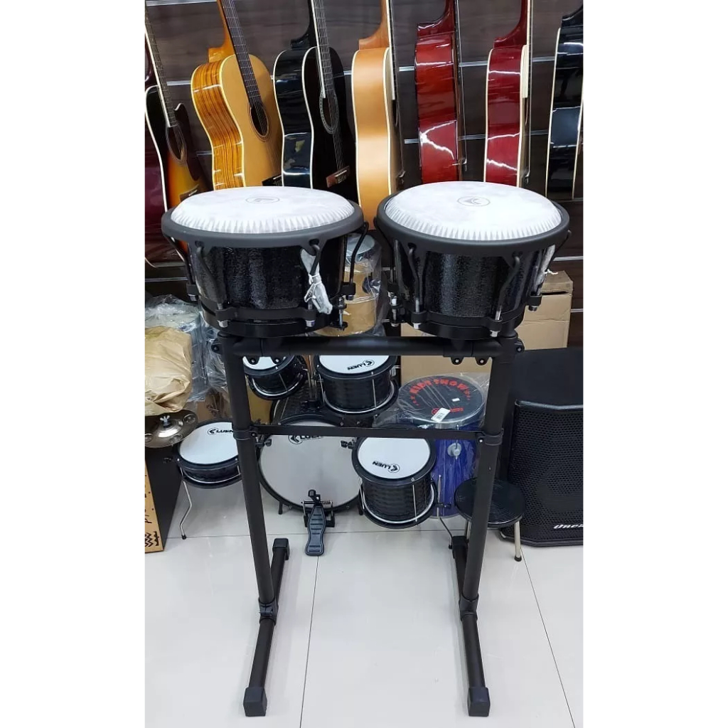 Congas Compactas Pretas Suporte Rack Luen 51007pt Tumbadora | Shopee Brasil