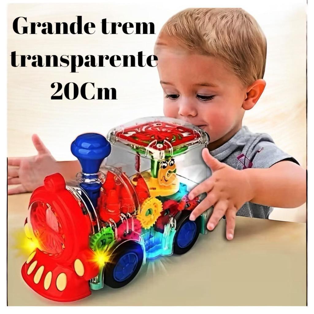 Brinquedo Trenzinho Grande De 20Cm Transparente Musical Infantil Bate E ...