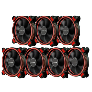 Kit 7 Fan Cooler Ventoinha Gamer Mymax Spectrum Ring com Led Vermelho p/ Gabinete 120mm 12cm