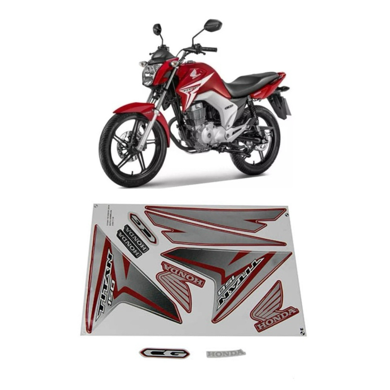 KIT ADESIVO FAIXAS CG 150 14 ESD/EX VERMELHA 2195 JOTAESSE 001559