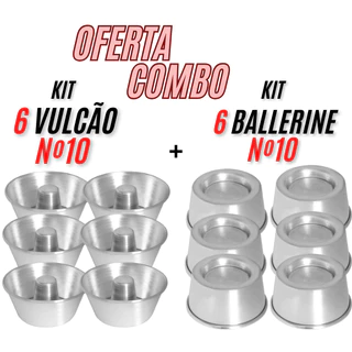 Kit 6 Forminha Vulcão Nº10 + 6 Ballerine Nº10 Forma De Alumínio Para Doces Sobremesas