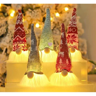 Pingentes de natal gnomo enfeites para pendurar com luz decoração para arvore enfeites de natal