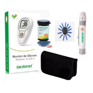 Kit Aparelho Glicose Bioland G425-3 25 Tiras + 25 Lancetas + Bolsa CAIXA em Oferta na Shopee