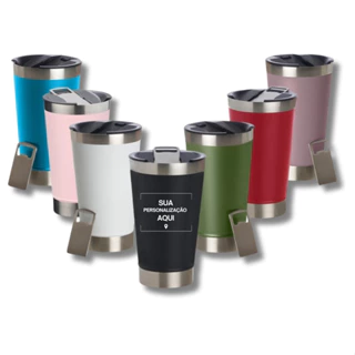 Copo Térmico Personalizado Tampa Abridor 473ml Café Inox Gelada Quente Caneca Times Futebol