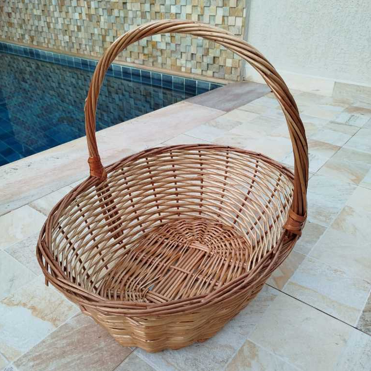 Cesto Para Pães Vime 52x42 Engomadeira Alça Superior Grande 