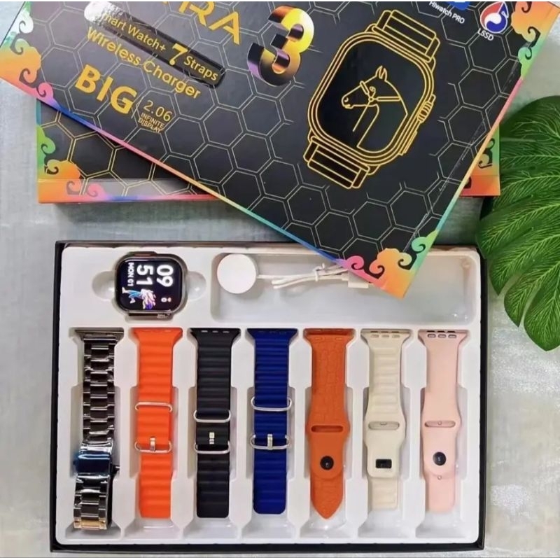 Relógio inteligente smartwatch s100 ultra com 7 pulseiras para Homens e ...