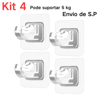 Kit 4 Ganchos adesivos para varão de cortina que não precisa furar suporte de parede