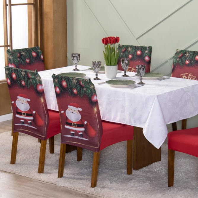 Kit Com 06 Capas Personalizadas Para Cadeira De Jantar - Várias Estampas Natal e Ano Novo